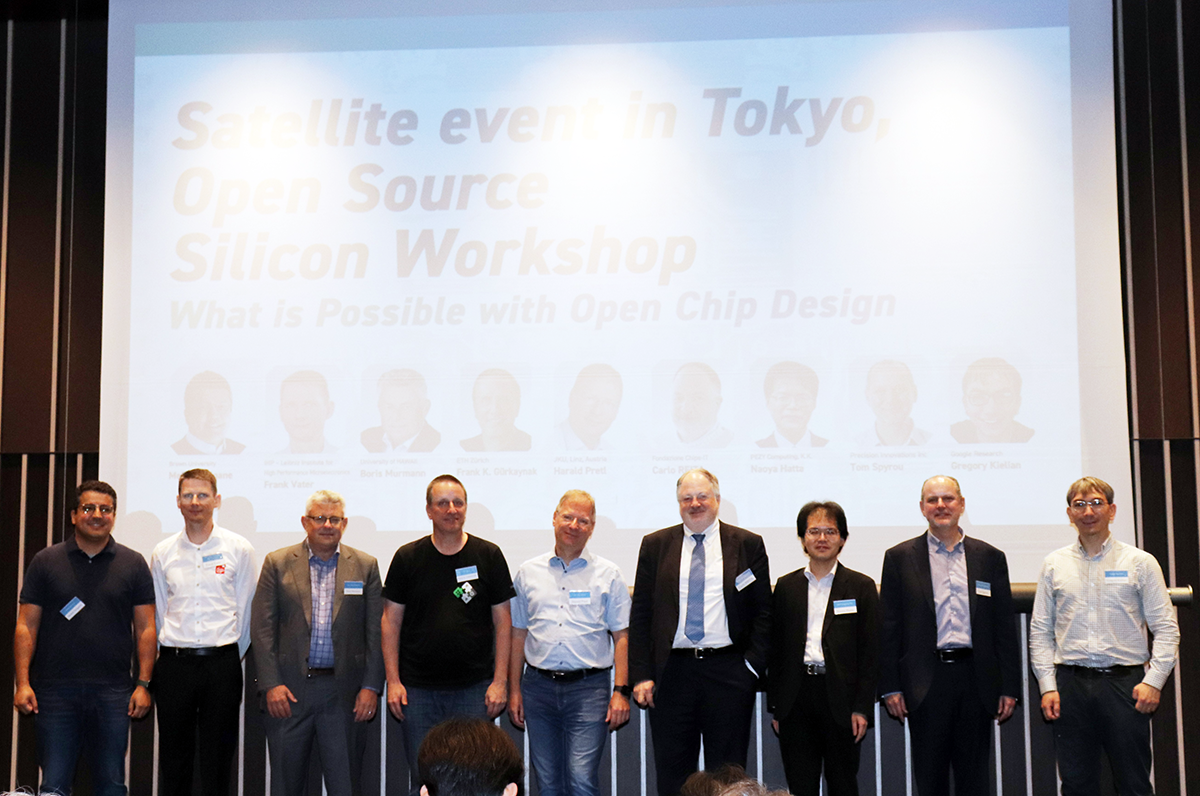 Satellite OSS Workshop in Nihonbashi/Tokyo「What is Possible with Open Chip Design」登壇者の集合写真